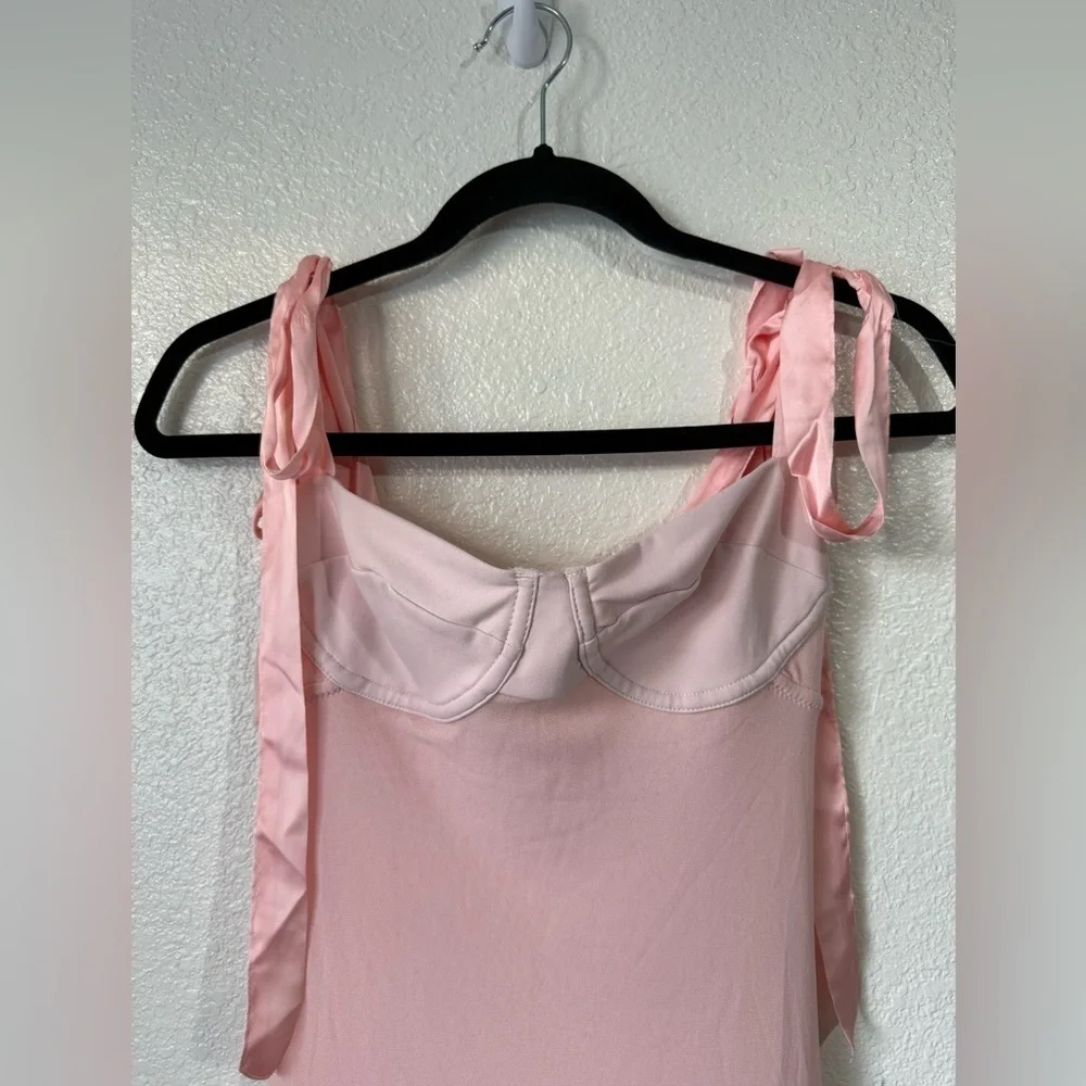 NWT Free People Got Glam Mesh Tie Shoulder Midi Slip Dress Size Small